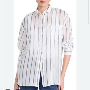 Madewell Cream and Black Striped Shirt